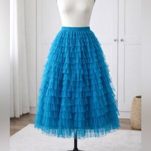 Voluminous Teal Tiered Tulle Full Skirt - Statement Tutu - Size M/L